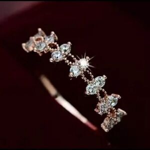 Rose Gold PLATED Double Round CZ Brilliant Cut Diamond Band